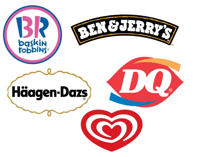 Logos of Different Ice Cream Companies